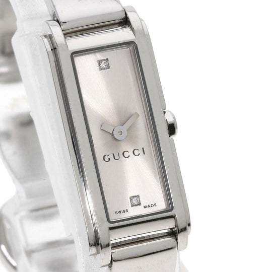 GUCCI Watches Quartz 109 Stainless Steel , Stainless Steel Silver Square Face 2P Diamond Silver dial Women Used Authentic