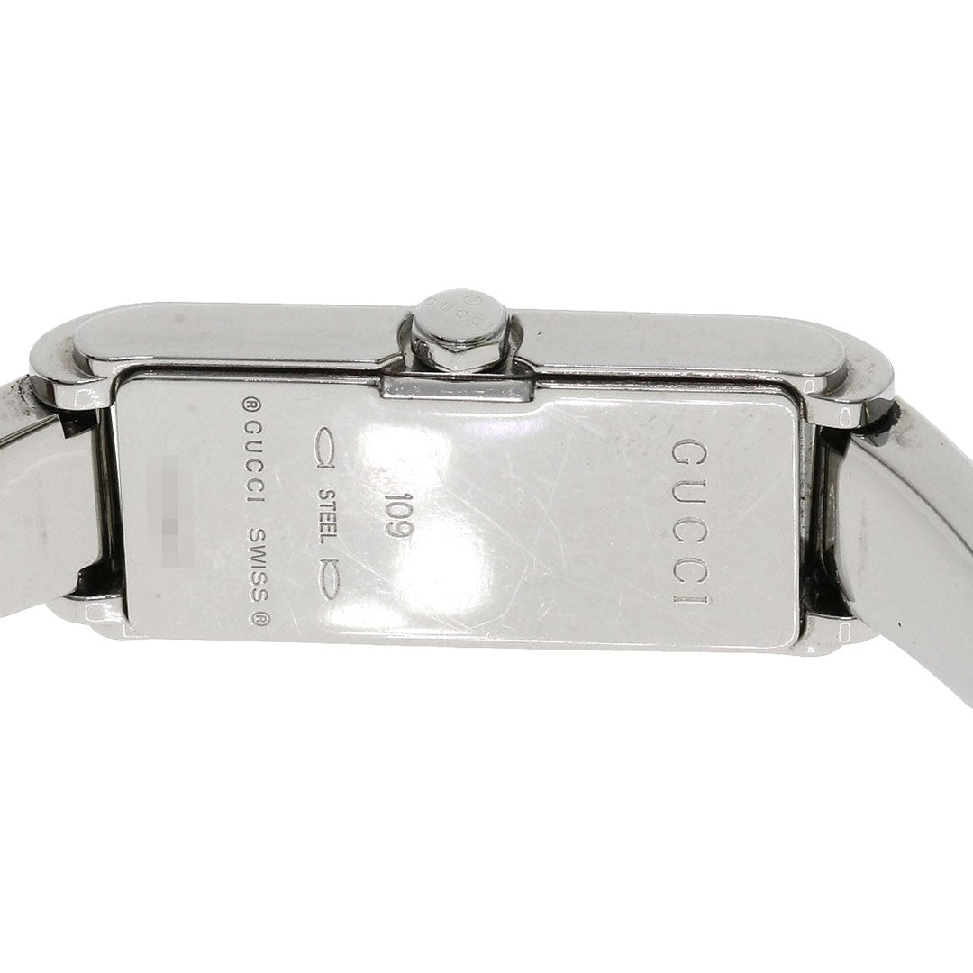GUCCI Watches Quartz 109 Stainless Steel , Stainless Steel Silver Square Face 2P Diamond Silver dial Women Used Authentic