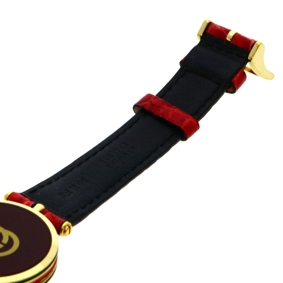 GUCCI Watches Quartz Gold Plated, Leather gold Sherry line Ivory dial Women Used Authentic