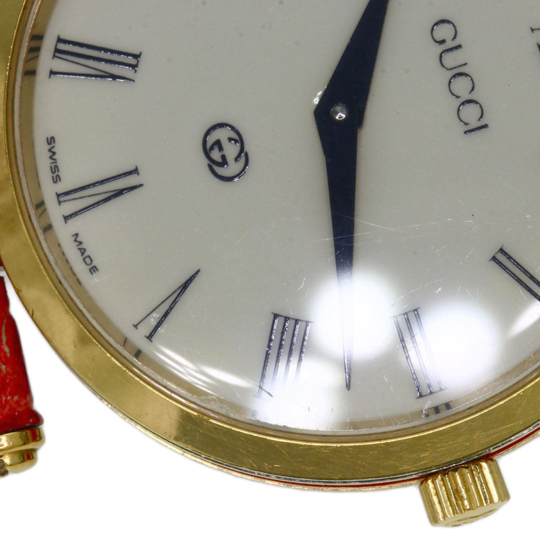 GUCCI Watches Quartz Gold Plated, Leather gold Sherry line Ivory dial Women Used Authentic