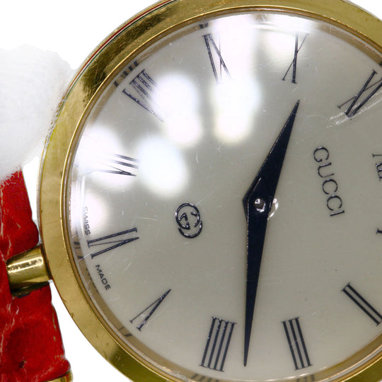 GUCCI Watches Quartz Gold Plated, Leather gold Sherry line Ivory dial Women Used Authentic
