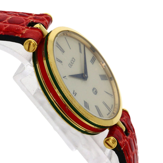 GUCCI Watches Quartz Gold Plated, Leather gold Sherry line Ivory dial Women Used Authentic