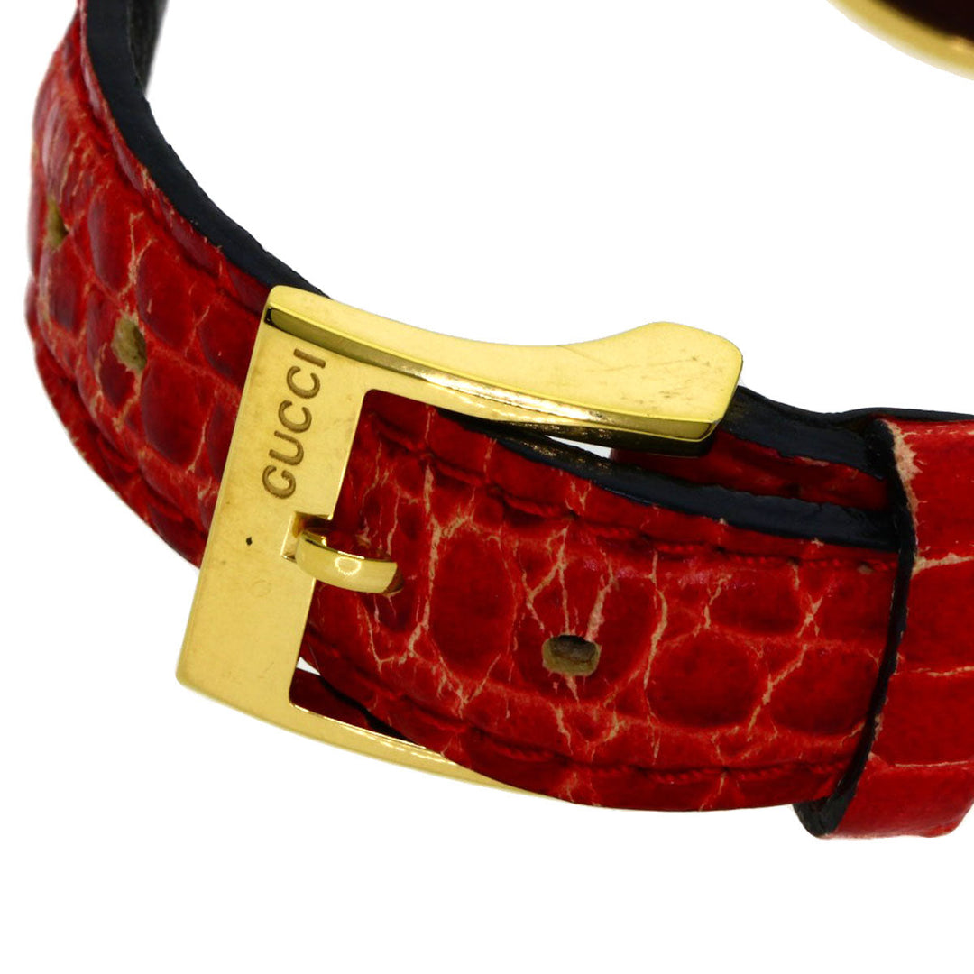 GUCCI Watches Quartz Gold Plated, Leather gold Sherry line Ivory dial Women Used Authentic