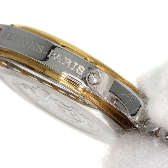 HERMES Watches Quartz Stainless Steel , SSxGP gold Clipper Old Belt white dial Women Used Authentic