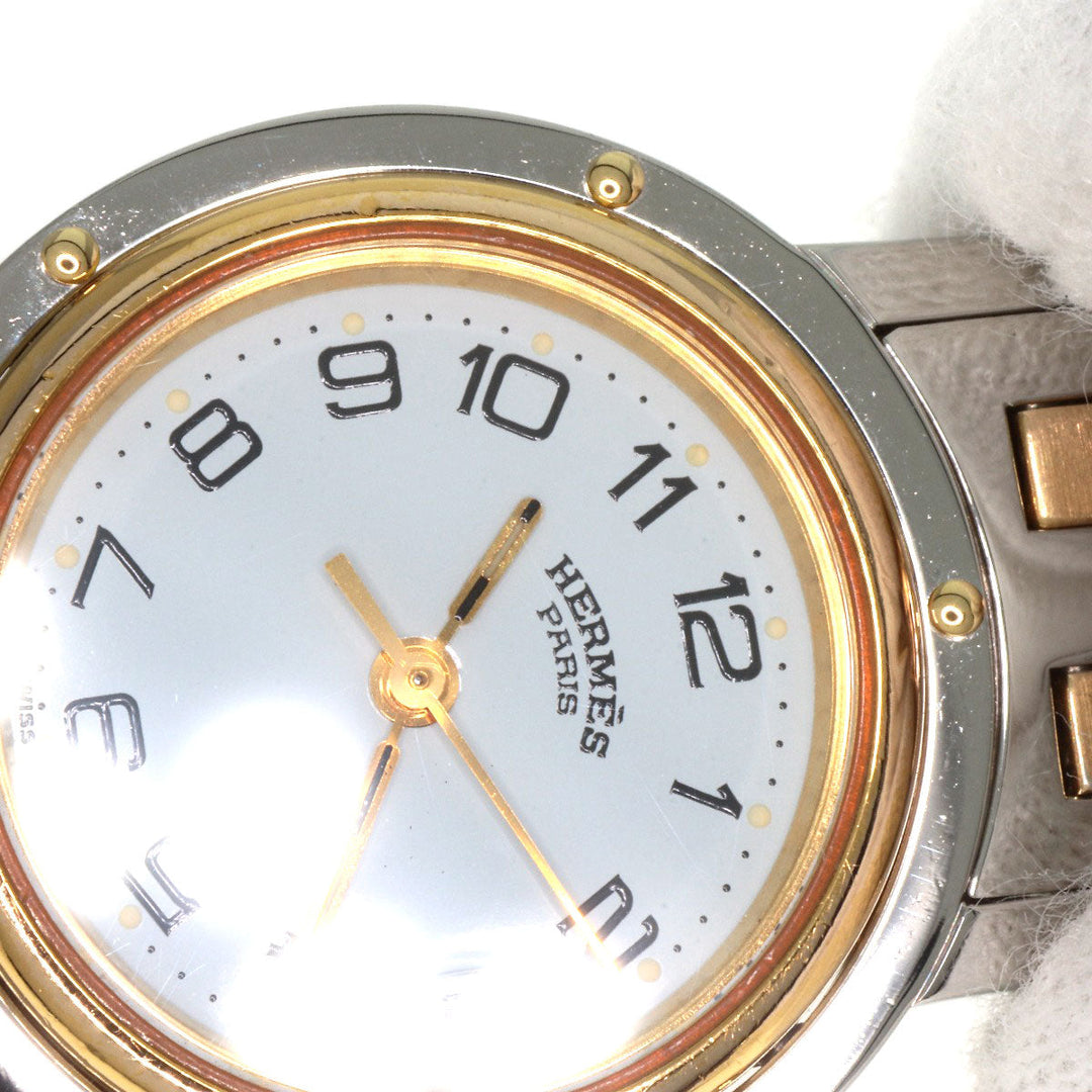 HERMES Watches Quartz Stainless Steel , SSxGP gold Clipper Old Belt white dial Women Used Authentic