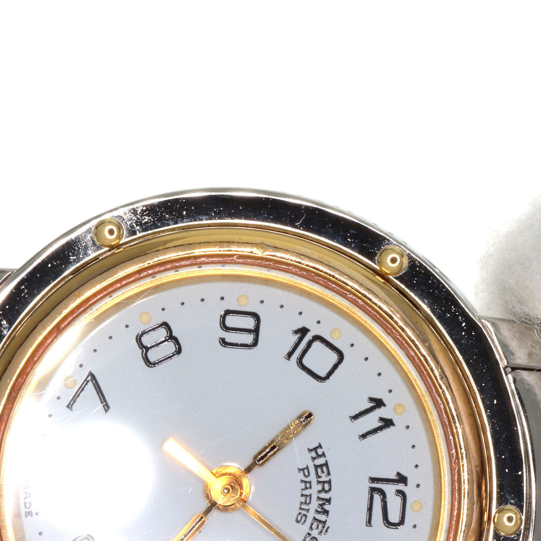 HERMES Watches Quartz Stainless Steel , SSxGP gold Clipper Old Belt white dial Women Used Authentic