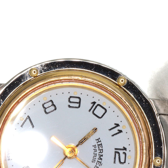 HERMES Watches Quartz Stainless Steel , SSxGP gold Clipper Old Belt white dial Women Used Authentic