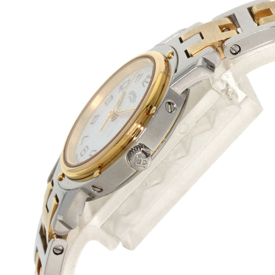 HERMES Watches Quartz Stainless Steel , SSxGP gold Clipper Old Belt white dial Women Used Authentic
