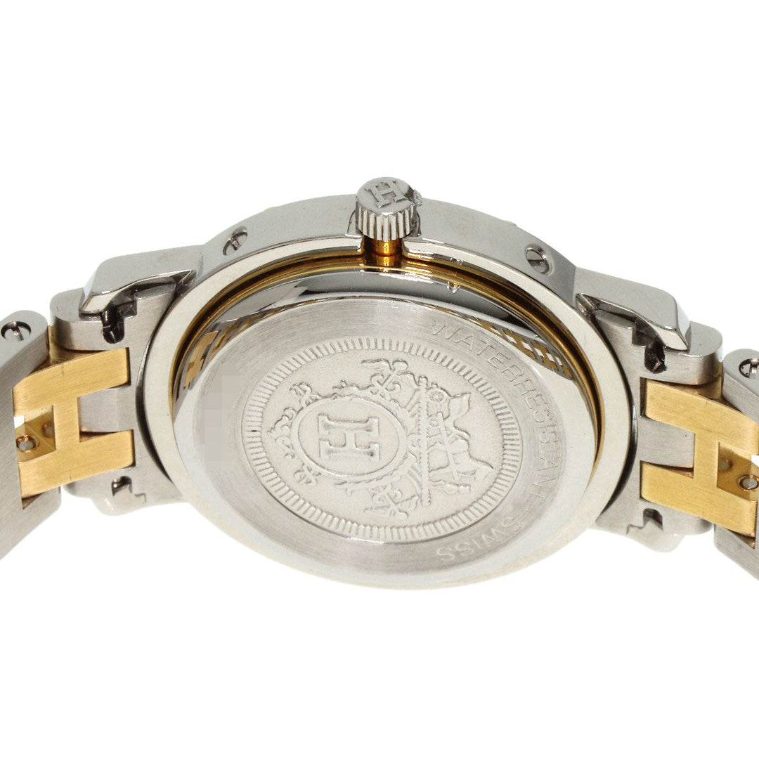 HERMES Watches Quartz Stainless Steel , SSxGP gold Clipper Old Belt white dial Women Used Authentic