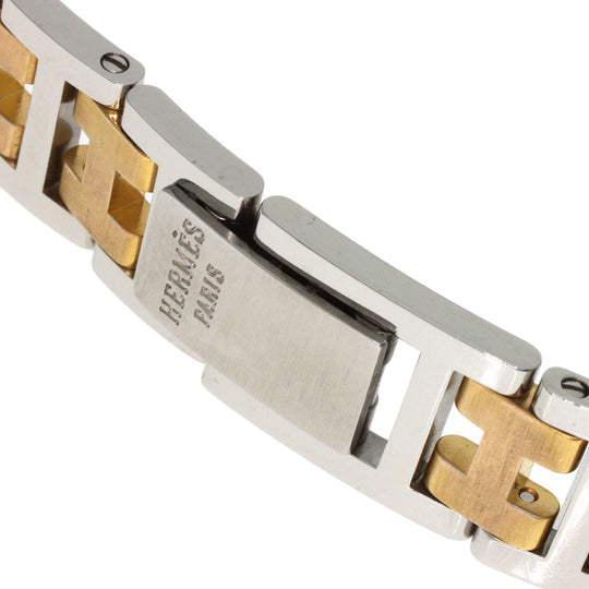 HERMES Watches Quartz Stainless Steel , SSxGP gold Clipper Old Belt white dial Women Used Authentic
