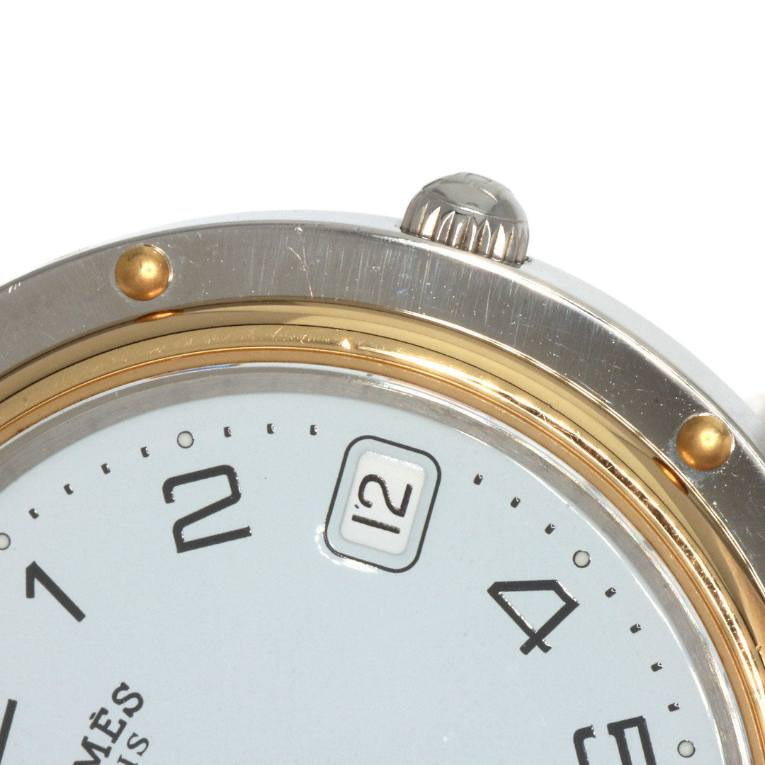 HERMES Watches Quartz CL6.720 Stainless Steel , SSxGP gold Clipper white dial mens Used Authentic