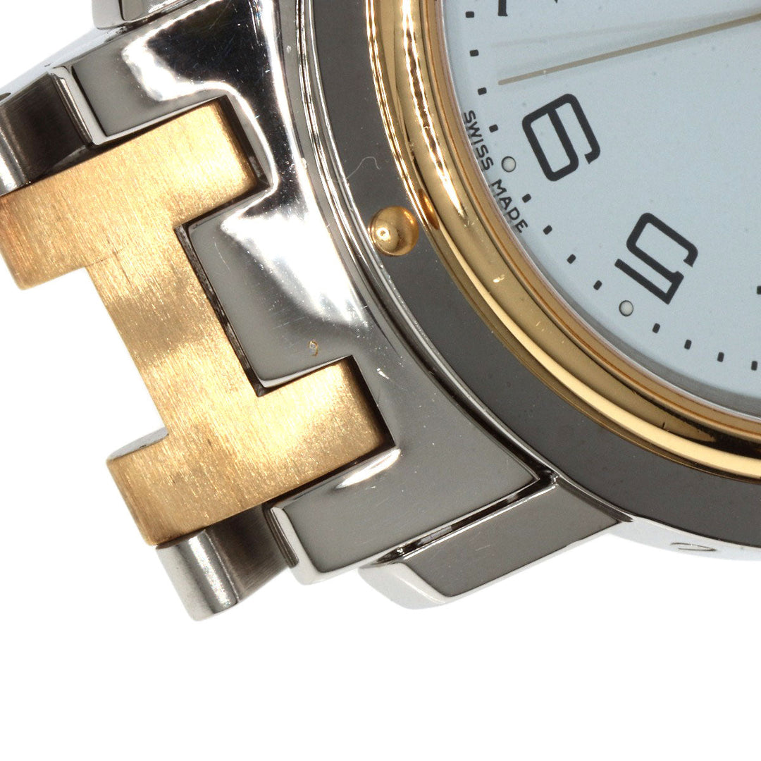 HERMES Watches Quartz CL6.720 Stainless Steel , SSxGP gold Clipper white dial mens Used Authentic