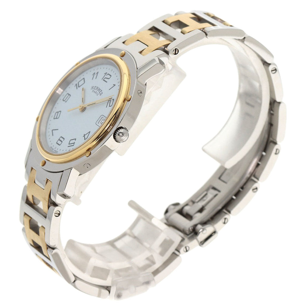 HERMES Watches Quartz CL6.720 Stainless Steel , SSxGP gold Clipper white dial mens Used Authentic