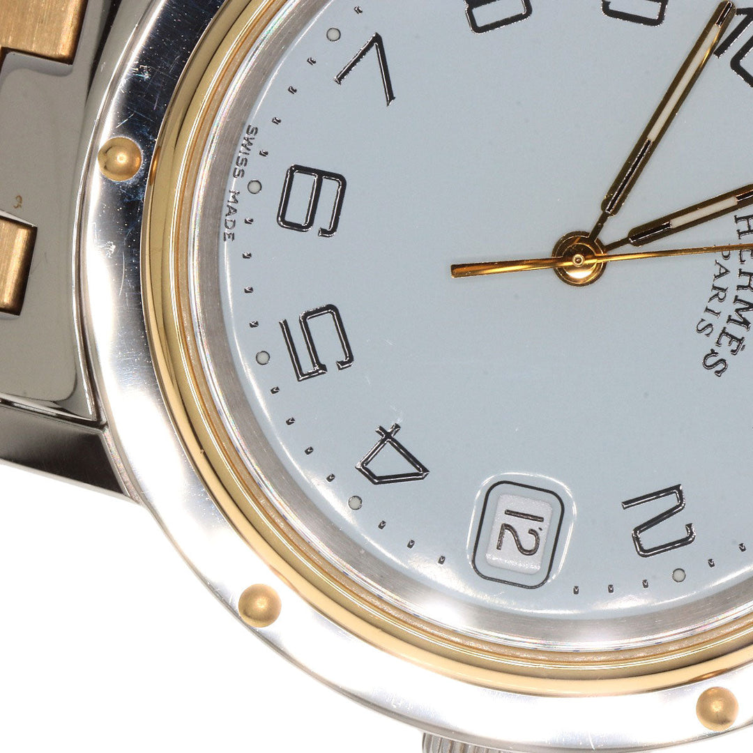 HERMES Watches Quartz CL6.720 Stainless Steel , SSxGP gold Clipper white dial mens Used Authentic