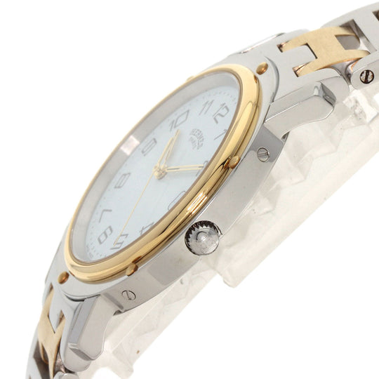 HERMES Watches Quartz CL6.720 Stainless Steel , SSxGP gold Clipper white dial mens Used Authentic