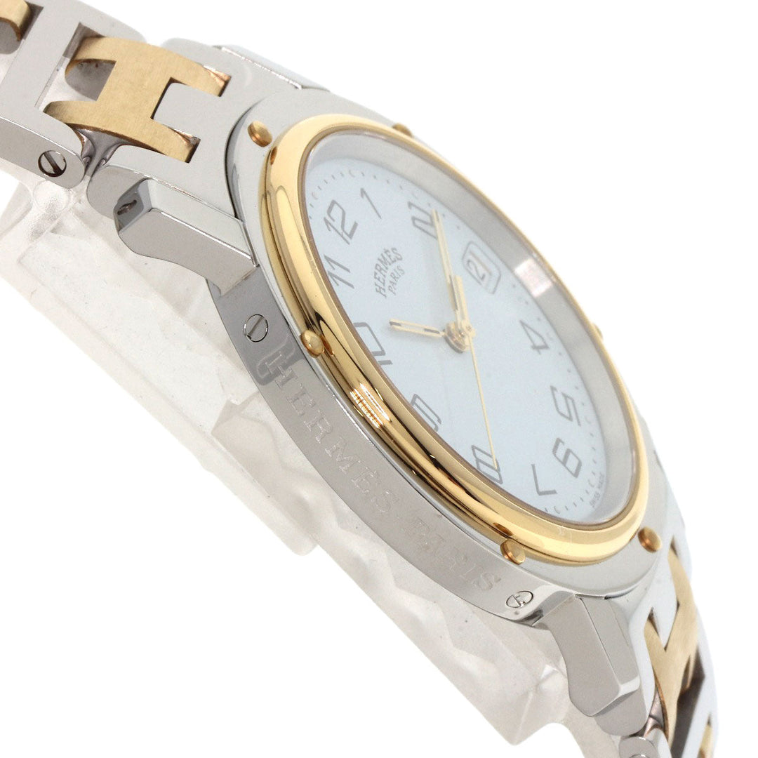 HERMES Watches Quartz CL6.720 Stainless Steel , SSxGP gold Clipper white dial mens Used Authentic