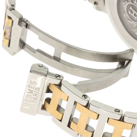 HERMES Watches Quartz CL6.720 Stainless Steel , SSxGP gold Clipper white dial mens Used Authentic
