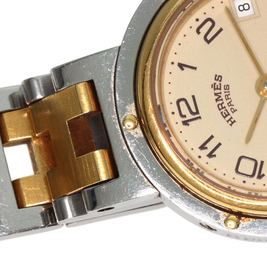 HERMES Watches Quartz Stainless Steel , SSxGP gold Clipper Ivory dial Women Used Authentic
