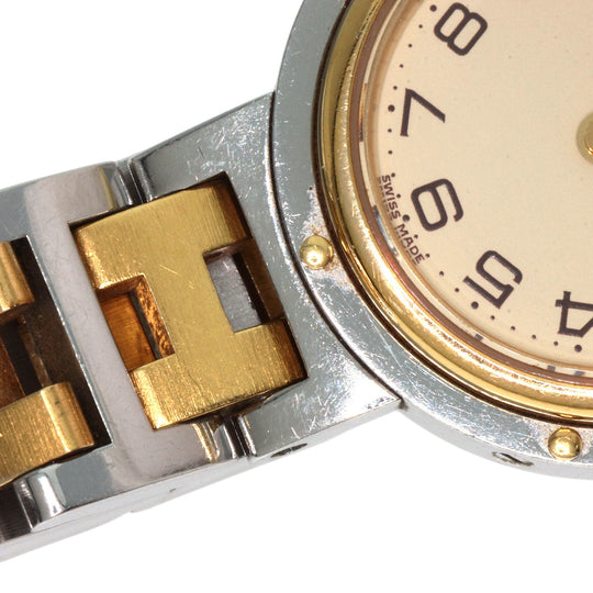 HERMES Watches Quartz Stainless Steel , SSxGP gold Clipper Ivory dial Women Used Authentic