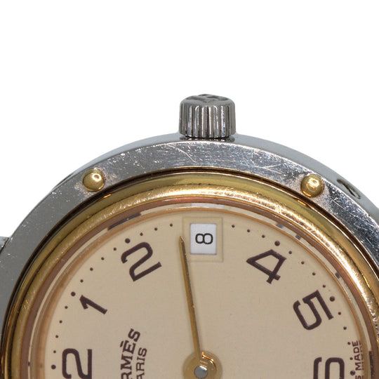 HERMES Watches Quartz Stainless Steel , SSxGP gold Clipper Ivory dial Women Used Authentic