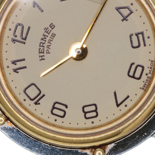 HERMES Watches Quartz Stainless Steel , SSxGP gold Clipper Ivory dial Women Used Authentic