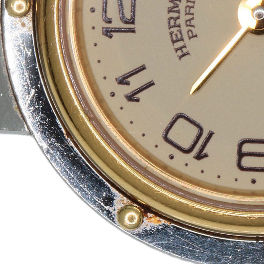HERMES Watches Quartz Stainless Steel , SSxGP gold Clipper Ivory dial Women Used Authentic