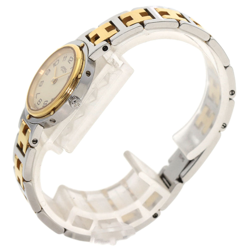 HERMES Watches Quartz Stainless Steel , SSxGP gold Clipper Ivory dial Women Used Authentic