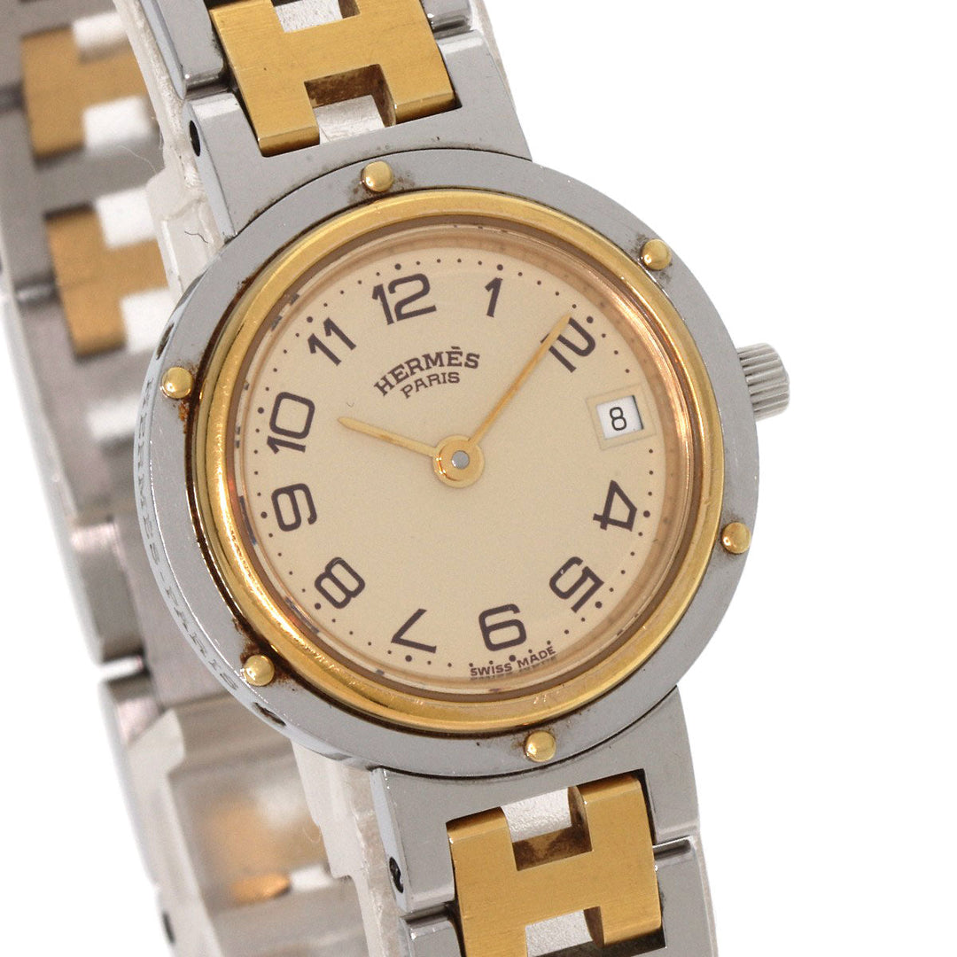 HERMES Watches Quartz Stainless Steel , SSxGP gold Clipper Ivory dial Women Used Authentic