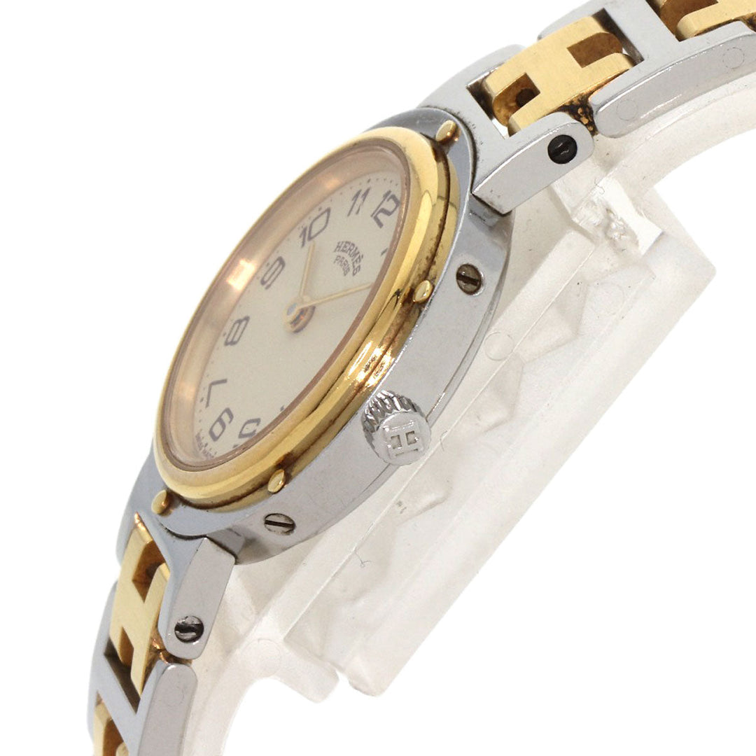HERMES Watches Quartz Stainless Steel , SSxGP gold Clipper Ivory dial Women Used Authentic
