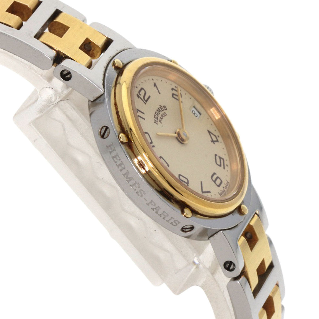 HERMES Watches Quartz Stainless Steel , SSxGP gold Clipper Ivory dial Women Used Authentic