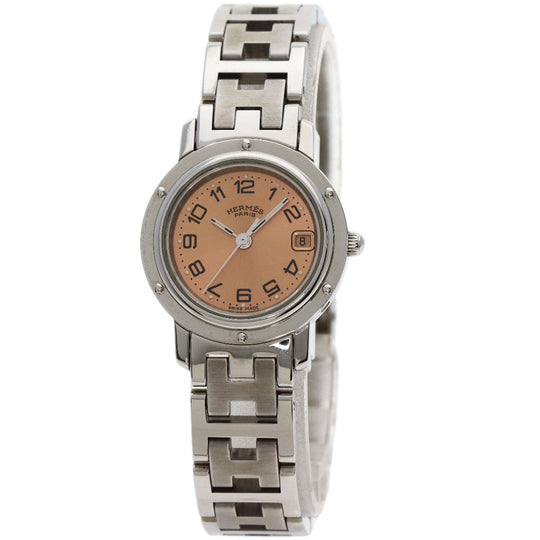 HERMES Watches Quartz CL4.210 Stainless Steel Silver Clipper Orange dial