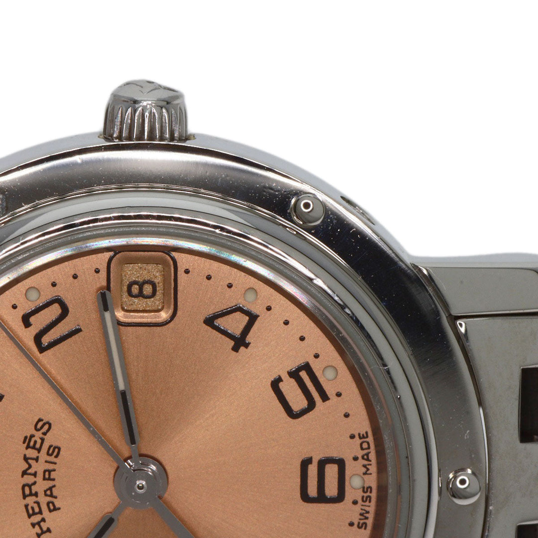 HERMES Watches Quartz CL4.210 Stainless Steel Silver Clipper Orange dial