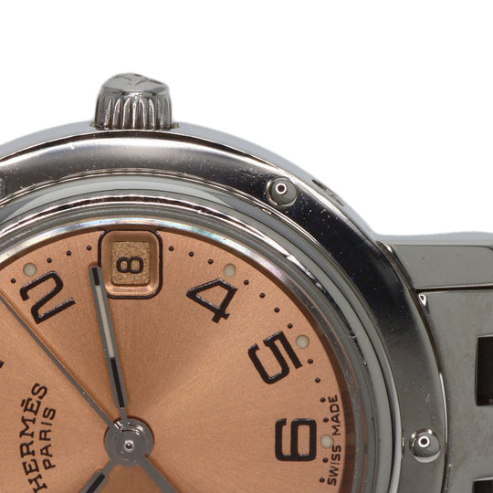 HERMES Watches Quartz CL4.210 Stainless Steel Silver Clipper Orange dial