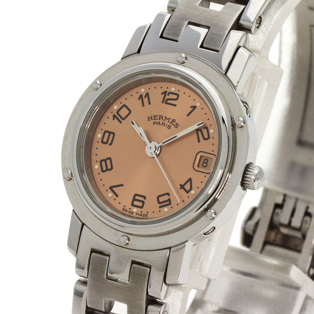 HERMES Watches Quartz CL4.210 Stainless Steel Silver Clipper Orange dial