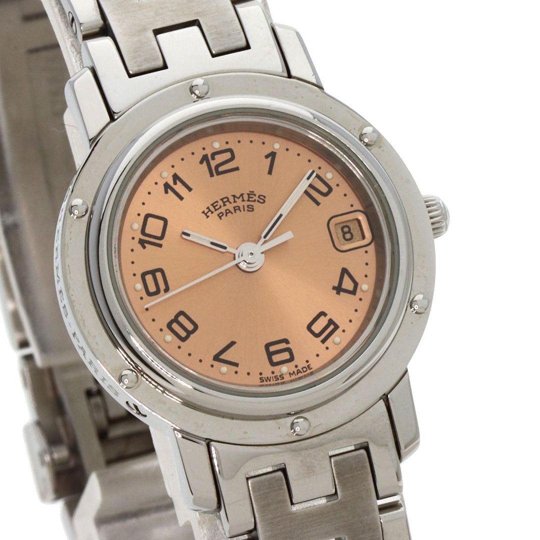 HERMES Watches Quartz CL4.210 Stainless Steel Silver Clipper Orange dial