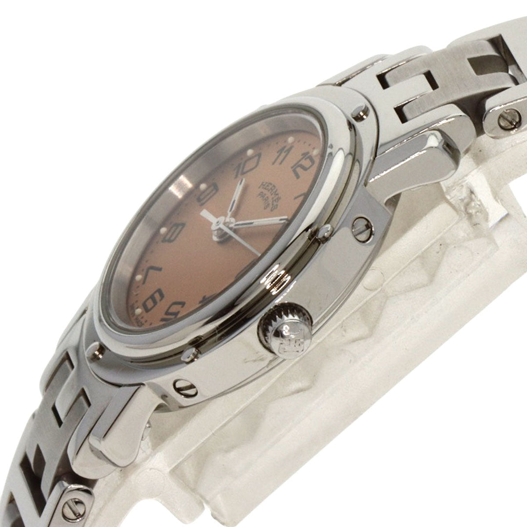 HERMES Watches Quartz CL4.210 Stainless Steel Silver Clipper Orange dial