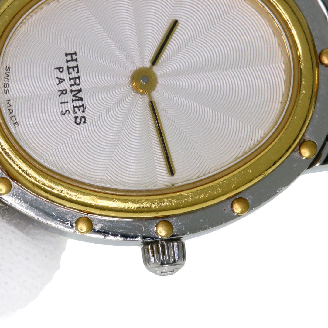 HERMES Watches Quartz CO1.220 Stainless Steel , SSxGP Silver Clipper oval Silver dial Women Used Authentic