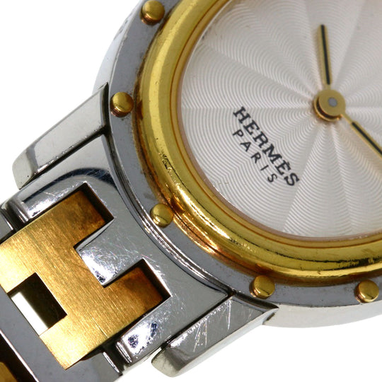 HERMES Watches Quartz CO1.220 Stainless Steel , SSxGP Silver Clipper oval Silver dial Women Used Authentic