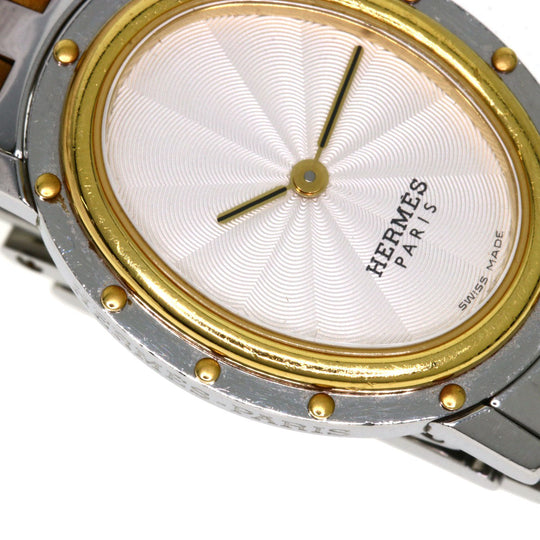 HERMES Watches Quartz CO1.220 Stainless Steel , SSxGP Silver Clipper oval Silver dial Women Used Authentic