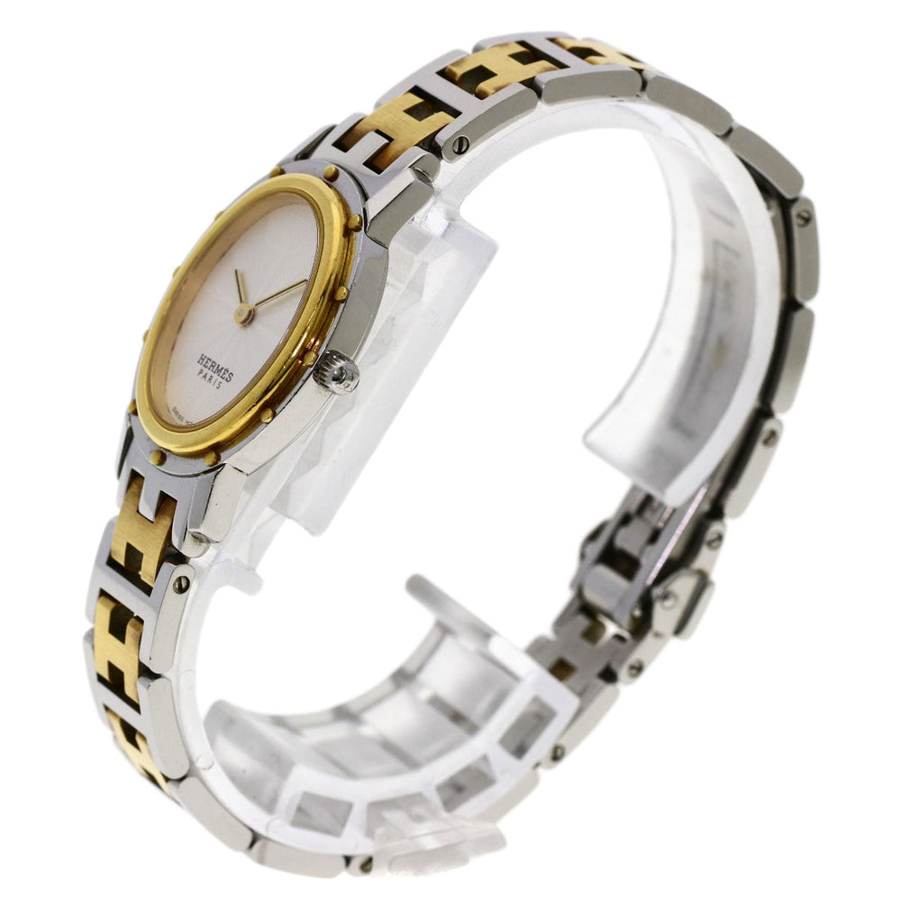 HERMES Watches Quartz CO1.220 Stainless Steel , SSxGP Silver Clipper oval Silver dial Women Used Authentic
