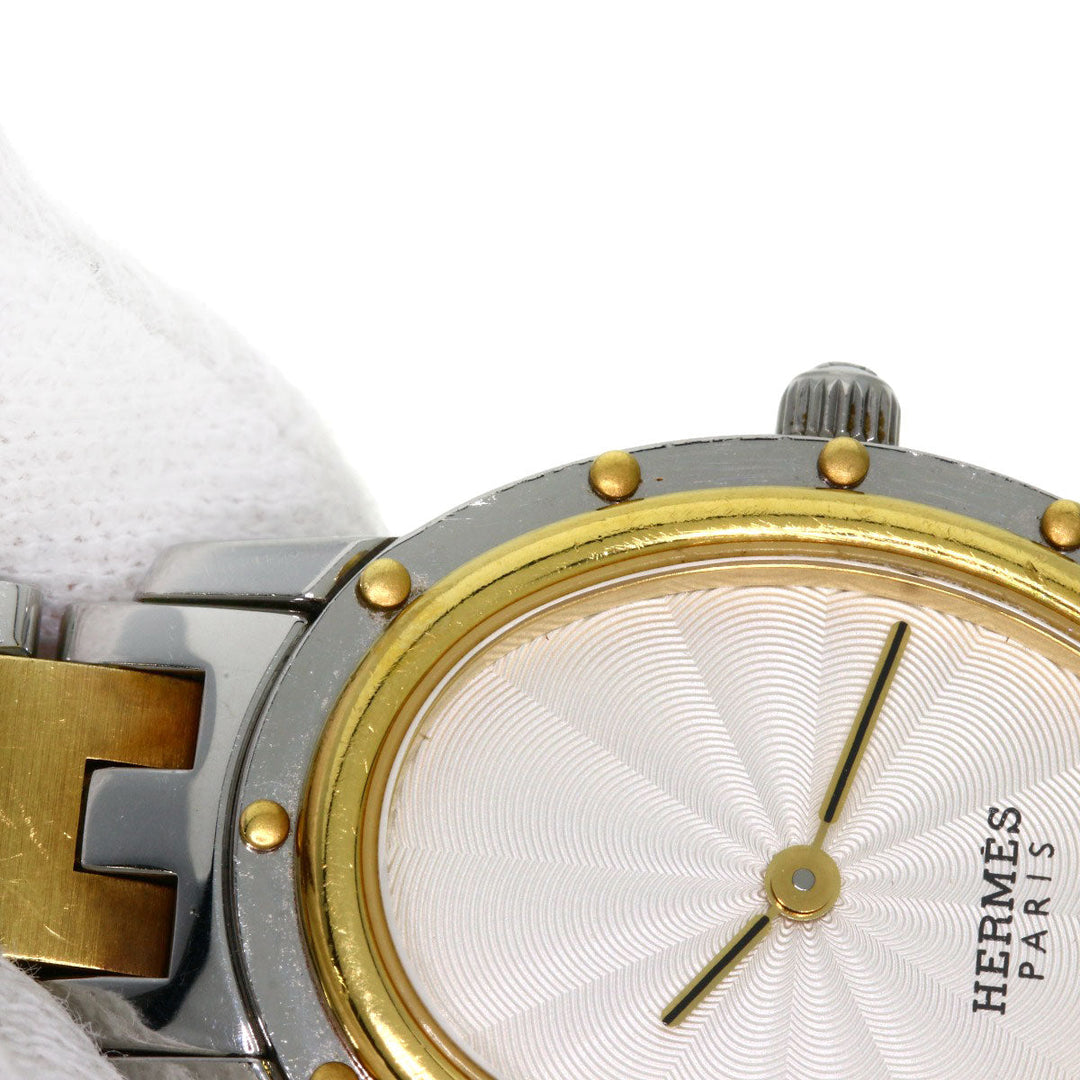 HERMES Watches Quartz CO1.220 Stainless Steel , SSxGP Silver Clipper oval Silver dial Women Used Authentic