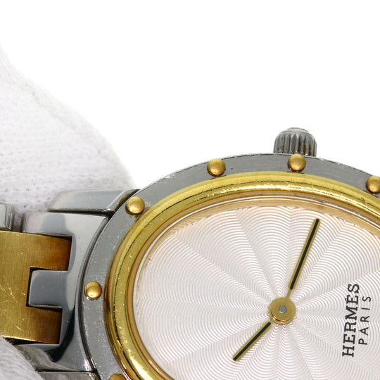 HERMES Watches Quartz CO1.220 Stainless Steel , SSxGP Silver Clipper oval Silver dial Women Used Authentic