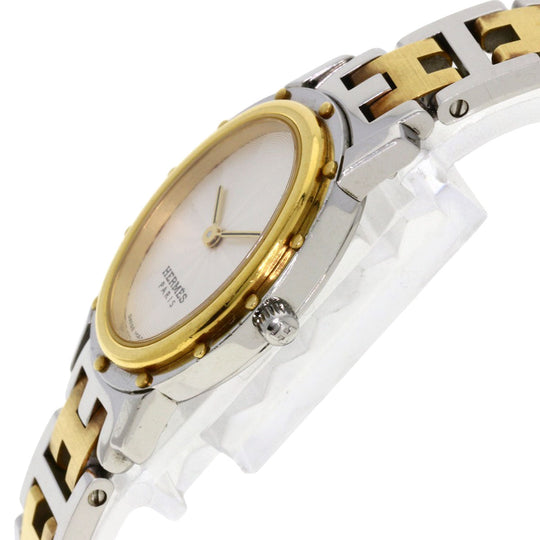HERMES Watches Quartz CO1.220 Stainless Steel , SSxGP Silver Clipper oval Silver dial Women Used Authentic