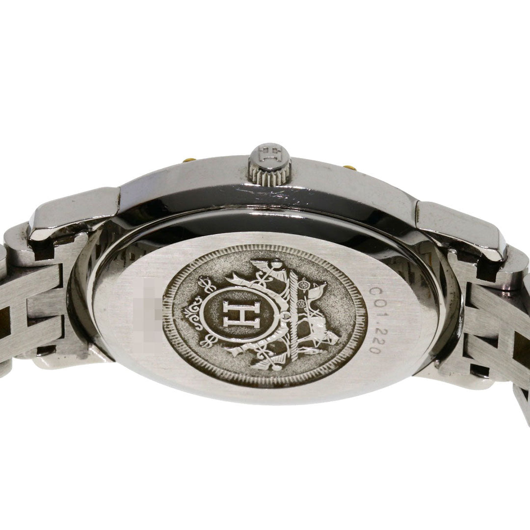 HERMES Watches Quartz CO1.220 Stainless Steel , SSxGP Silver Clipper oval Silver dial Women Used Authentic
