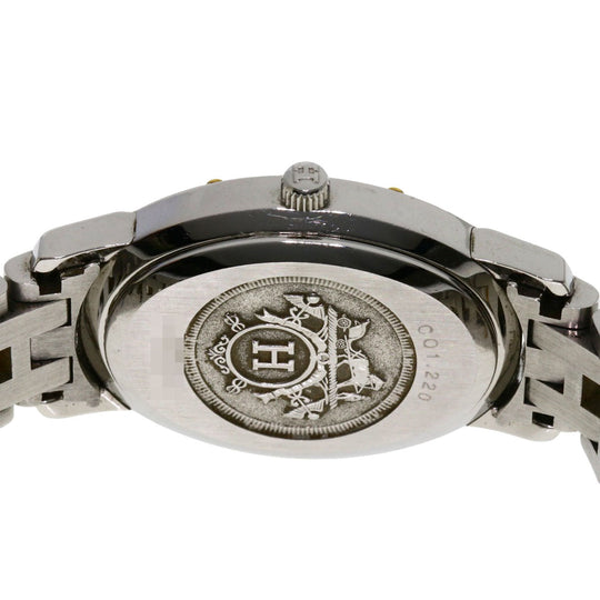 HERMES Watches Quartz CO1.220 Stainless Steel , SSxGP Silver Clipper oval Silver dial Women Used Authentic
