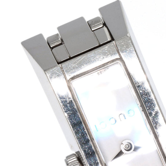GUCCI Watches Quartz 110 Stainless Steel , Stainless Steel Silver Square Face 3P Diamond white dial Women Used Authentic