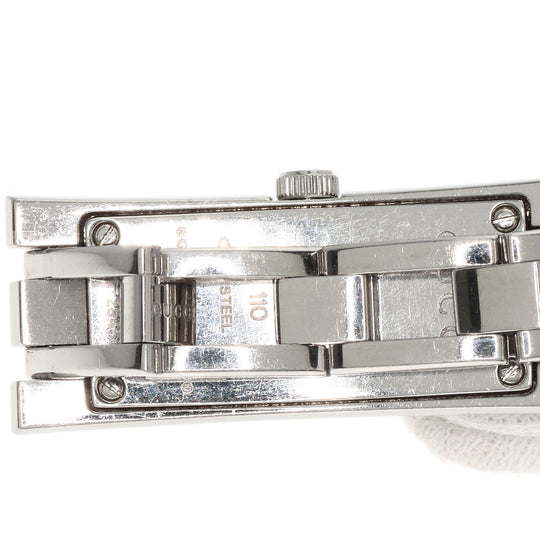 GUCCI Watches Quartz 110 Stainless Steel , Stainless Steel Silver Square Face 3P Diamond white dial Women Used Authentic