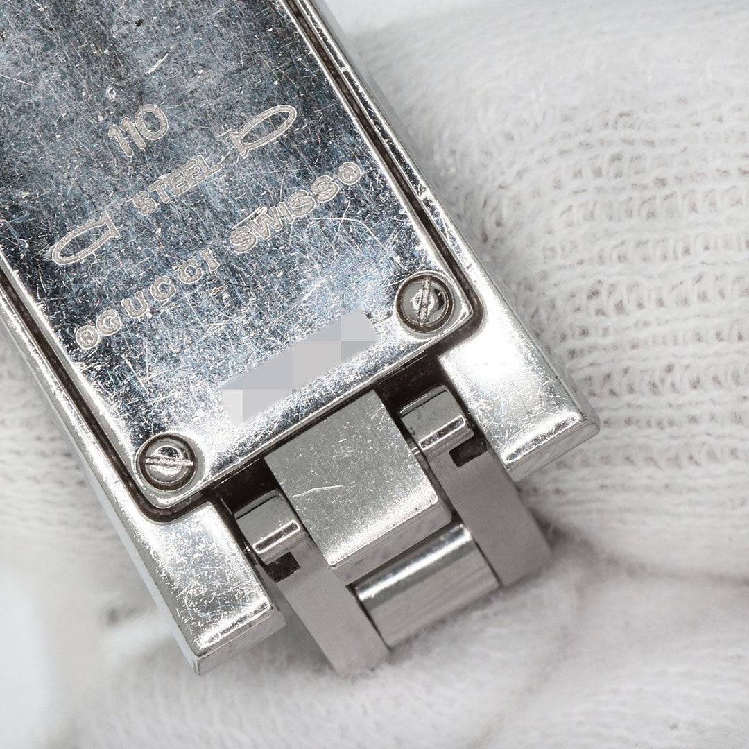 GUCCI Watches Quartz 110 Stainless Steel , Stainless Steel Silver Square Face 3P Diamond white dial Women Used Authentic
