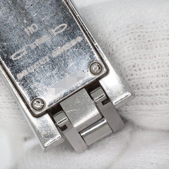 GUCCI Watches Quartz 110 Stainless Steel , Stainless Steel Silver Square Face 3P Diamond white dial Women Used Authentic