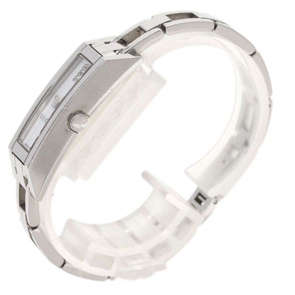 GUCCI Watches Quartz 110 Stainless Steel , Stainless Steel Silver Square Face 3P Diamond white dial Women Used Authentic